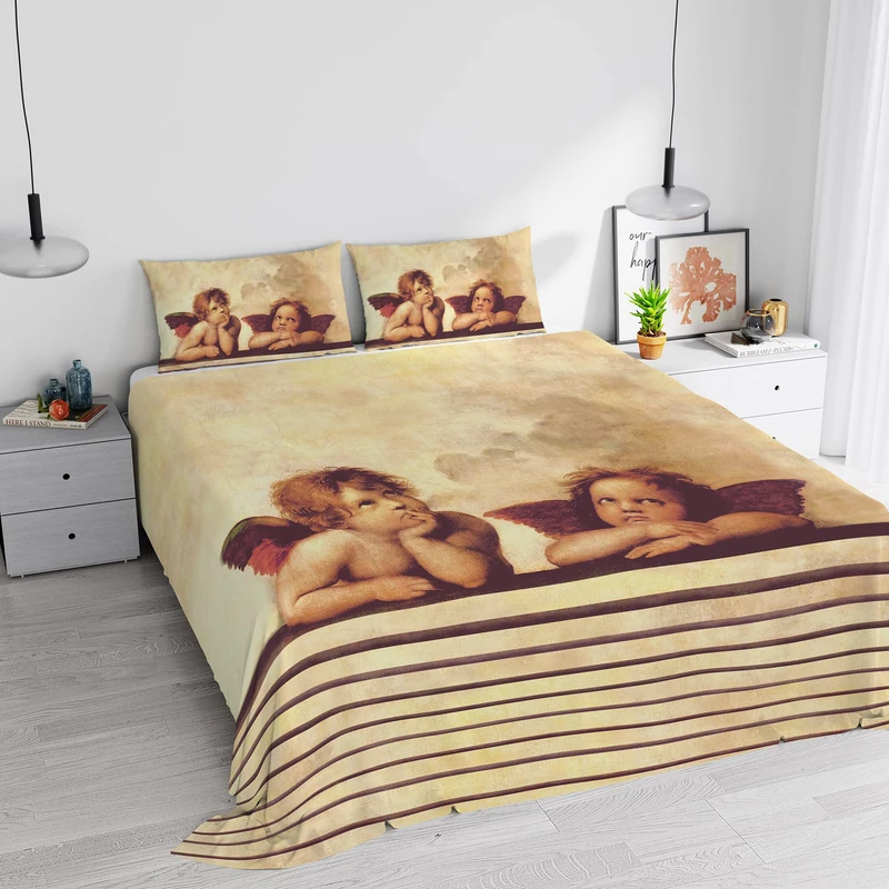 Italian Bed Linen Dreams' Digital Print Bedding Set, Full Coverage, Made in Italy, Double, 59 cm