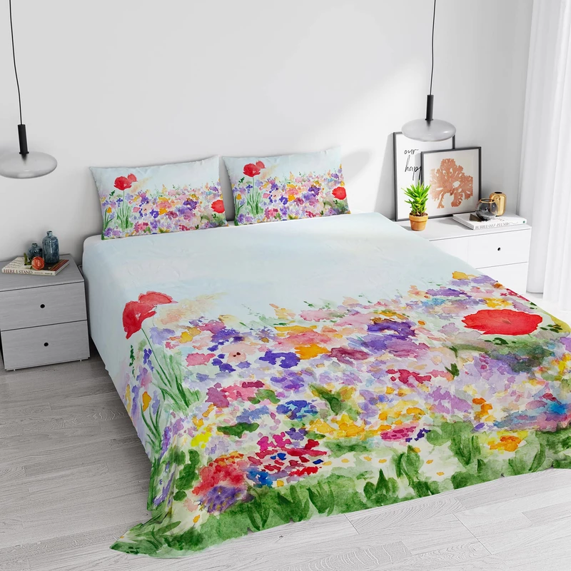Italian Bed Linen Digital Print Bedding Set, Full Coverage, Made in Italy, Double, 23 cm