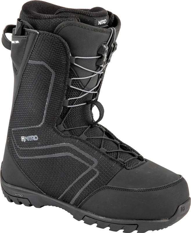 Nitro Men's Snowboards Sentinel TLS '23 All Mountain Freestyle Quick Lacing System Cheap Boat Snowboard Boot True Black, MP 25.5 // EU 39 1/3 // US 7.5