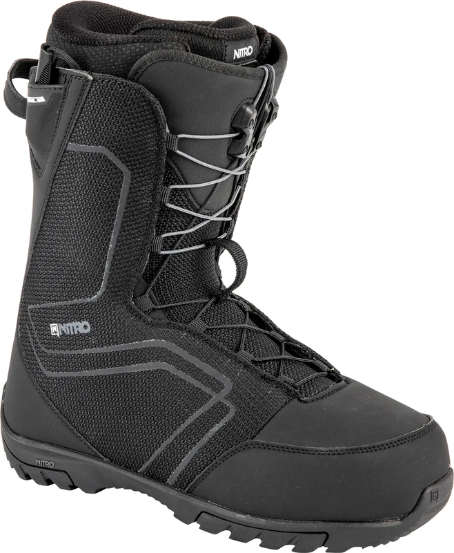 Nitro Men's Snowboards Sentinel TLS '23 All Mountain Freestyle Quick Lacing System Cheap Boat Snowboard Boot True Black, MP 25.0 // EU 38 2/3 // US 7