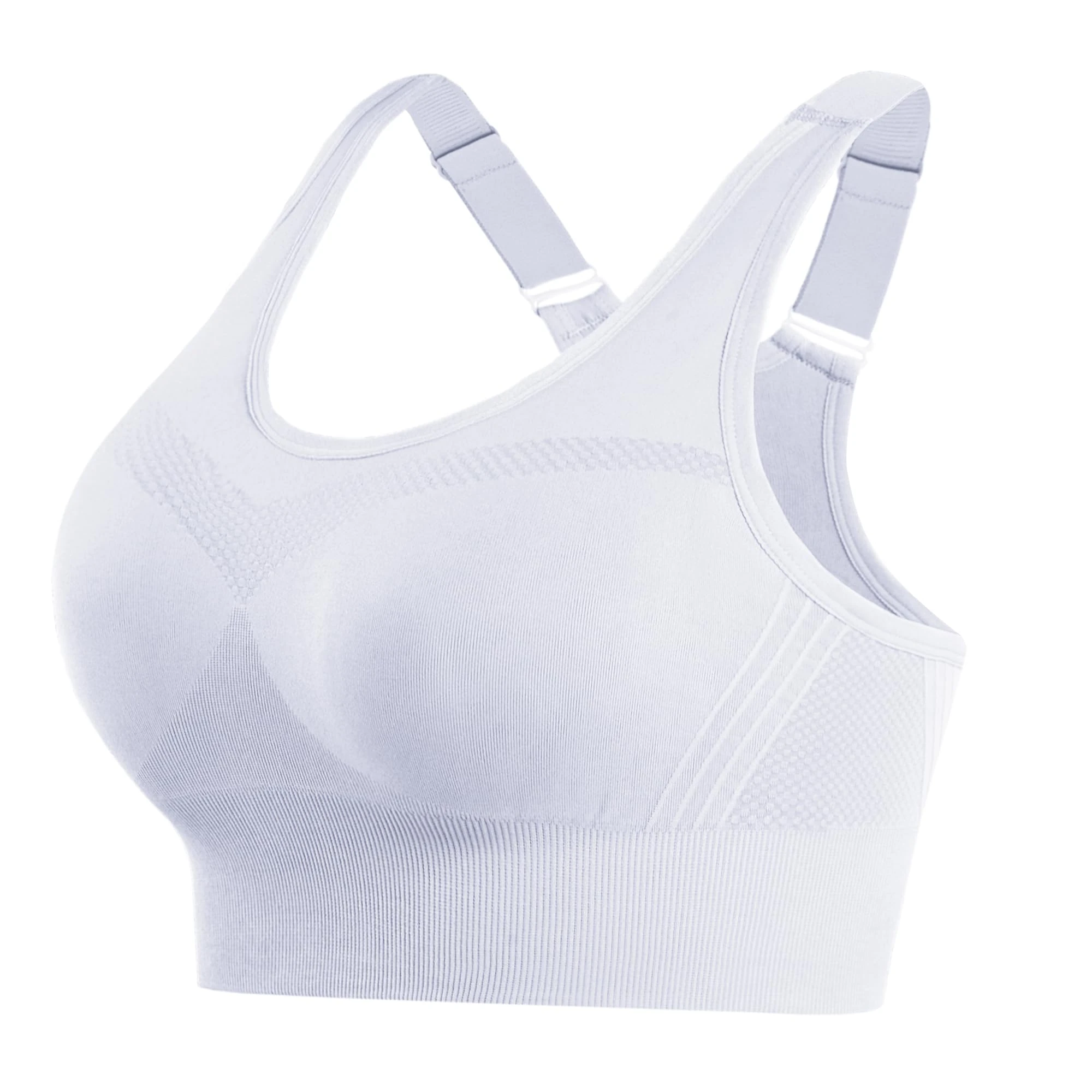Litherday Women's Sports Bra Max Control Solid High Impact Wirefree Sports Bras for Women Removable Padding Yoga Gym Running Crop Top White