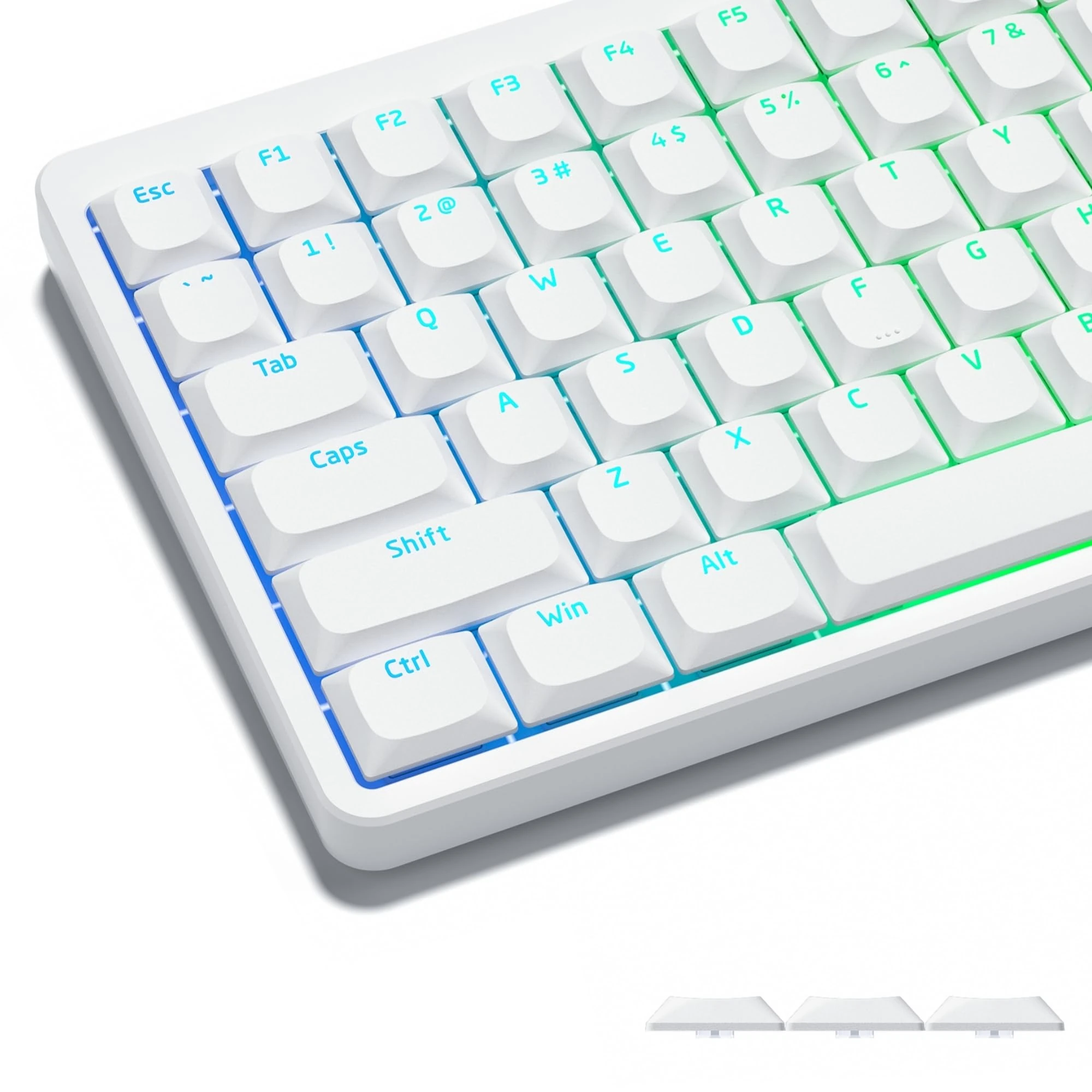 Womier Low Profile Keycaps - Translucent and Custom PBT Keycaps for Mechanical Keyboards (60%, 65%, 75%, 80%, 100%) with Cherry or Gateron MX Switches, White Illumination