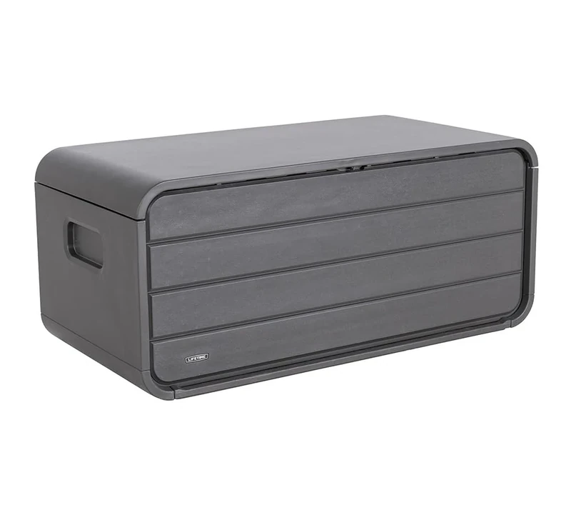 LIFETIME Garden Box 515 L Plastic | Cushion & Storage Box | Dark Gray | 72 x 147 x 65 cm | Includes Gas Struts