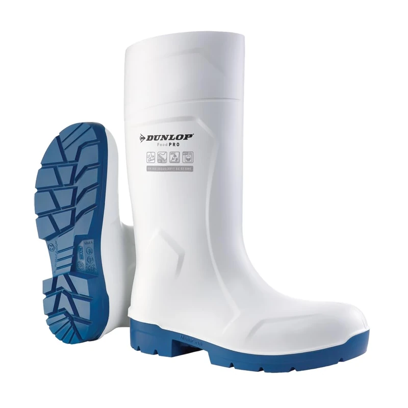 DUNLOP Purofort FoodPRO - Unisex Bio-Based MultiGrip Safety Waterproof Work Boot, White, Antistatic And Slip-Resistant Wellies with Steel Toecap for Outdoor and Food Processing Industry - EU37, UK4