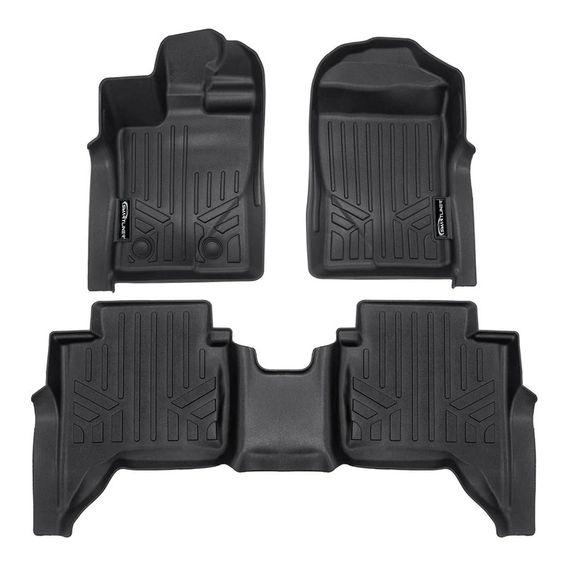 SMARTLINER All Weather Custom Fit 2 Row Floor Liner Set Black Compatible with 2024 Ford Ranger Super Crew Cab (Only Fits with Carpeted Flooring)