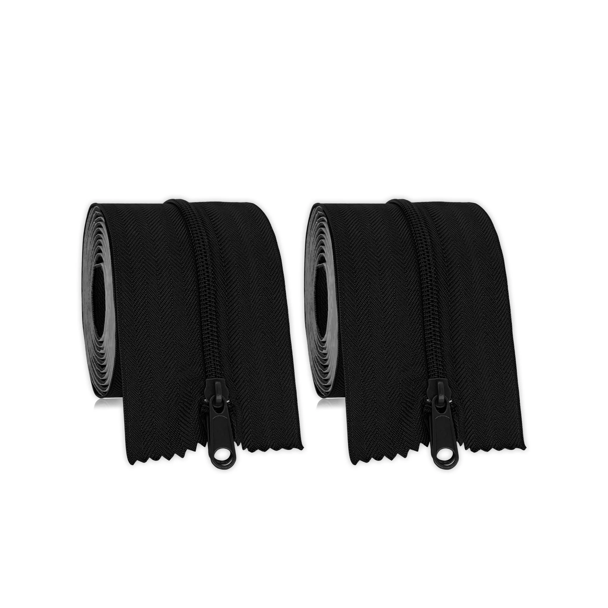 MAYOKEN® Pack of 2 Self Adhesive Dust Door Zippers, 220 cm x 7.6 cm, Black, Waterproof and Rustproof Zip for Plastic Dust Barriers, Greenhouses and Construction Projects