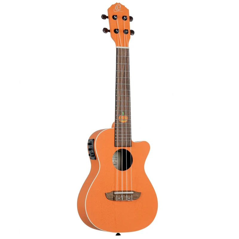 Ortega Guitars Concert Ukulele Electro-Acoustic – Custom Built Series Halloween Edition – Okoume, Orange (RUHWCE)