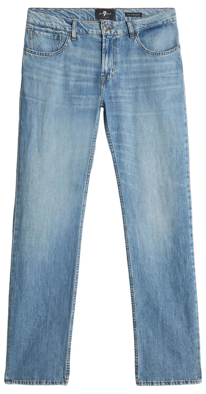 7 For All Mankind Men's The Straight Station Jeans, Light Blue, 33 W