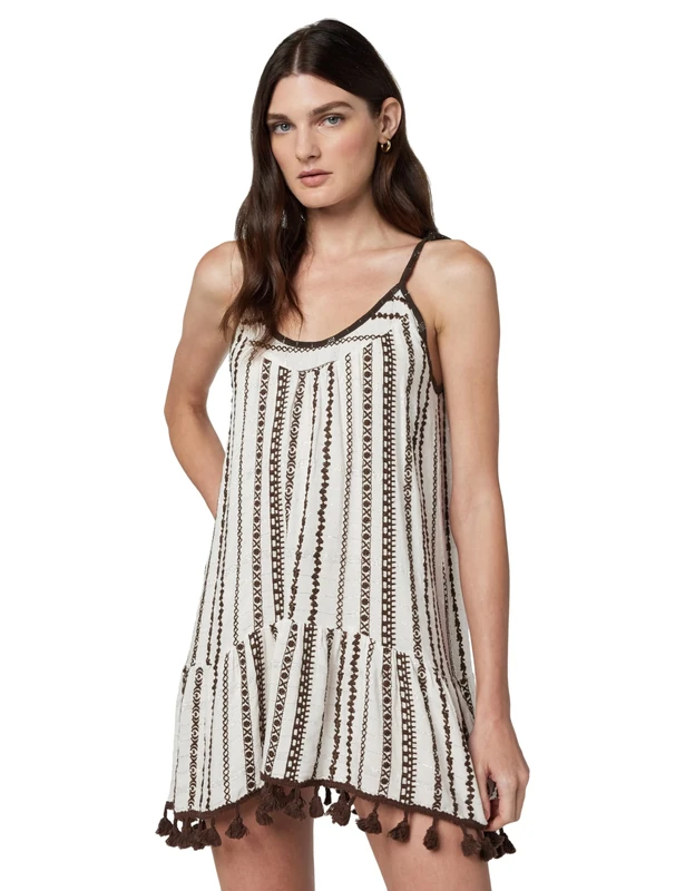 Ramy Brook Women's Jaxson Dress Swimwear Cover Up, Brown Stripe, XS