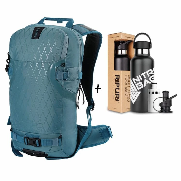 Nitro, Rover 14 Set with Ripuri 600 ml Bottle & Filter, Snowboard Backpack, Touring Backpack, Biker Backpack, 14L, Arctic, arctic, 14L, Backpack Backpacks