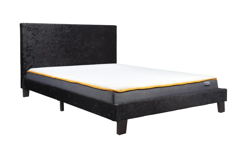 Birlea Double Bed Frame & Mattress Black Velvet Fabric Sleepsoul Paris 4FT6