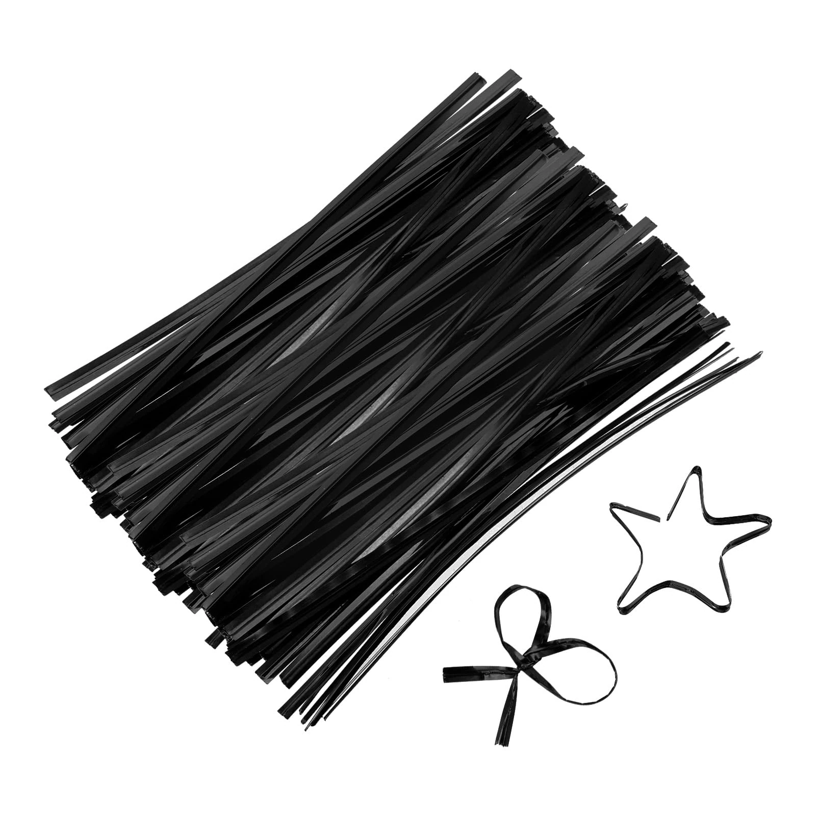 sourcing map 5" Twist Ties, Metallic Twist Ties, Reusable Plastic Coated Twist Ties for Bakery, Candy Bags, Coffee Bags, Goodie Bags, Pack of 800, Black