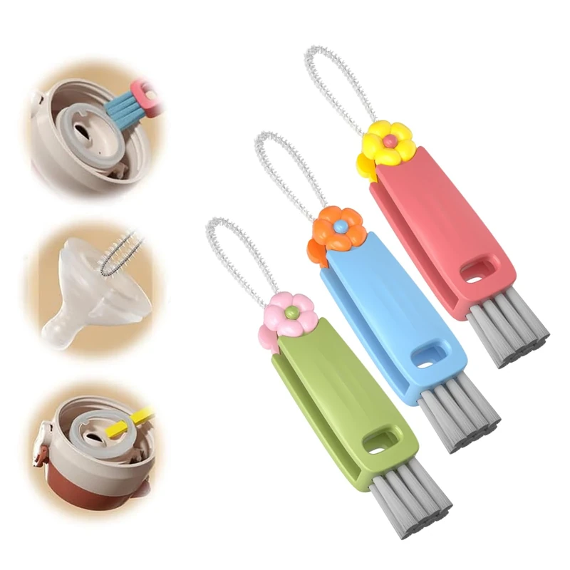 3 in 1 Cup Lid Gap Cleaning Brush, Multifunctional Bottle Cup Lid Gap Cleaner, Home Kitchen Crevice Cleaning Brush Tools (3PCS)
