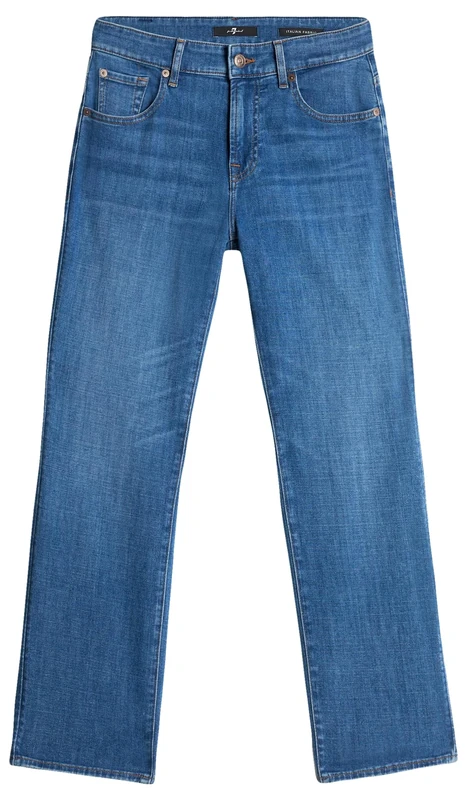 7 For All Mankind Women's Calie Straight Ankle Nevada Jeans, Mid Blue, 29 W