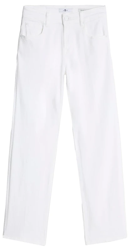 7 For All Mankind Women's Calie Straight Ankle Soleil Pants, White, 29 W