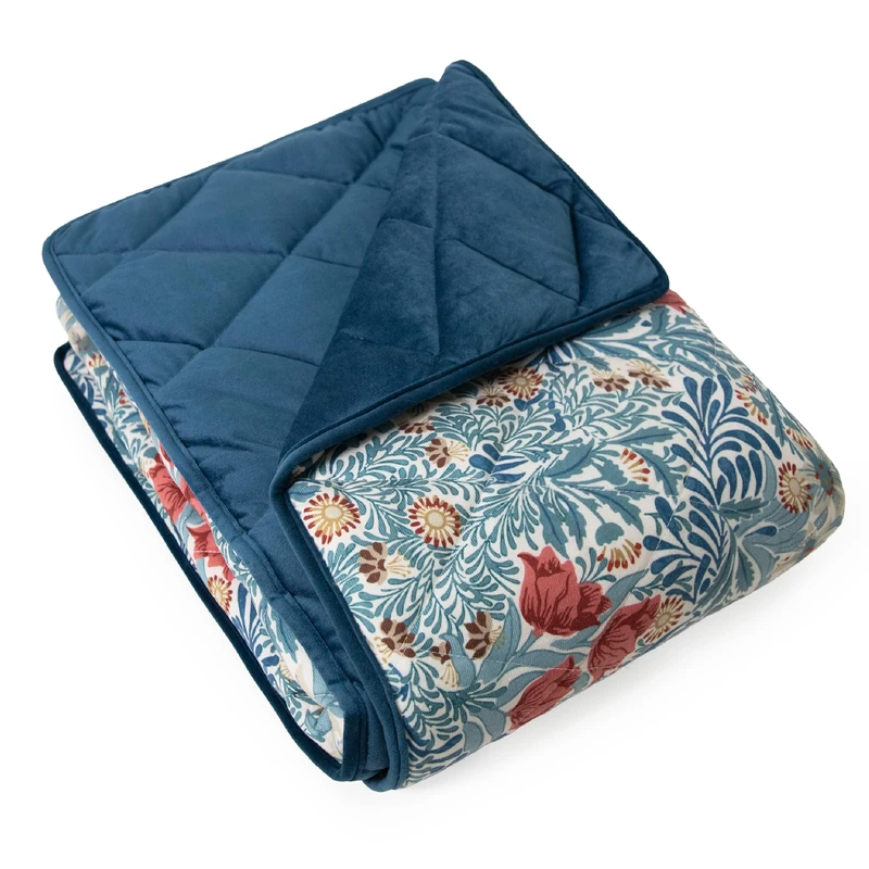 Rosewood x Morris & Co. Bower Berry Pet Blanket for Dogs and Cats, 150 x 100 cm, Blue, Dog Blanket/Throw with Soft Velvet Reverse, Easy-Care, Luxury William Morris Print