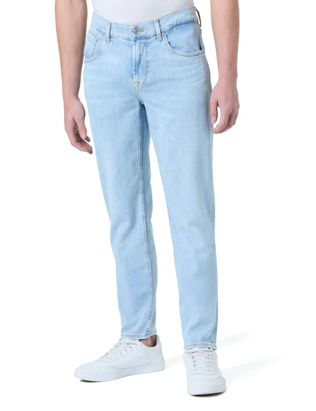 7 For All Mankind Men's Slimmy Tapered Studio Jeans, Light Blue, 32 W