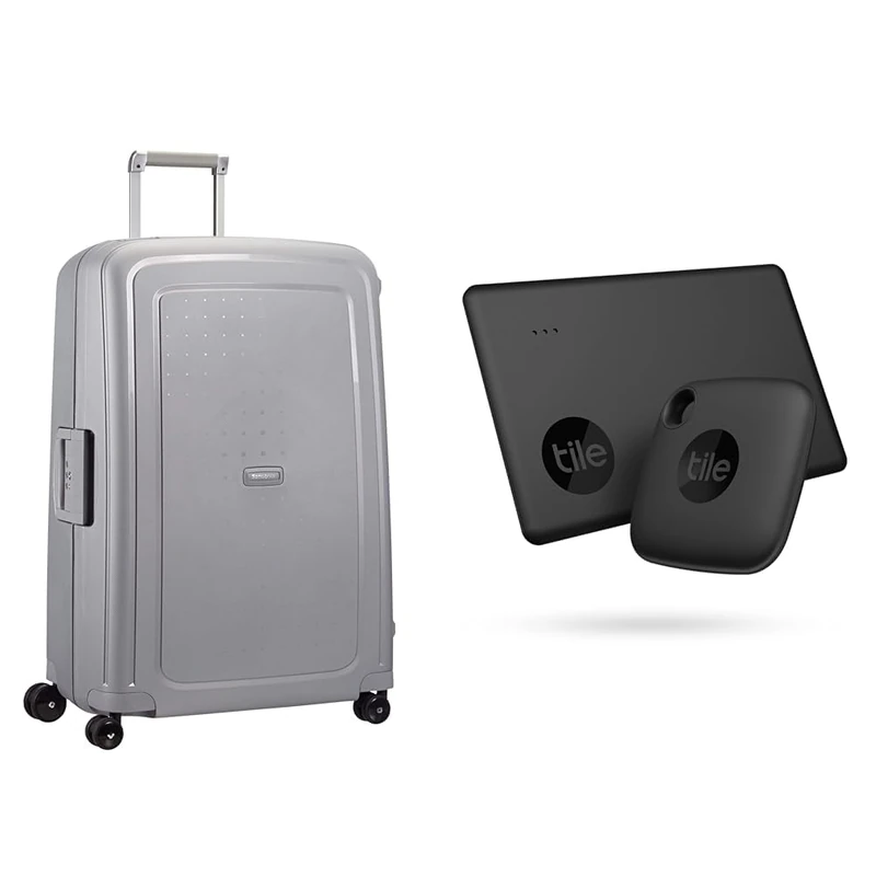 Samsonite S'Cure Spinner L Suitcase and Tile Bluetooth Finder Set