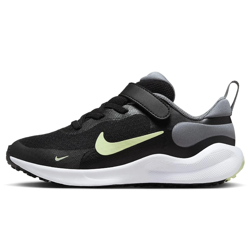 Nike Unisex Kids Revolution 7 (PSV) Road Running Shoe, Black Barely Volt Smoke Grey W, 12.5 UK