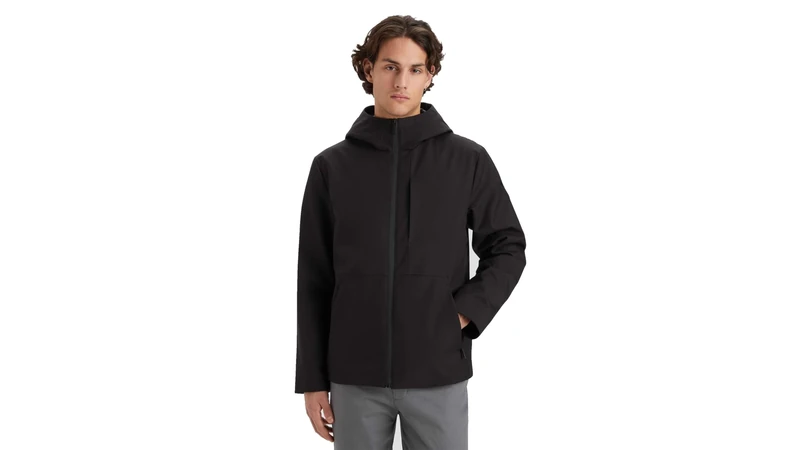Dockers Men's Stretch Softshell Modern Hoodie Outerwear, Black, M, Black, M