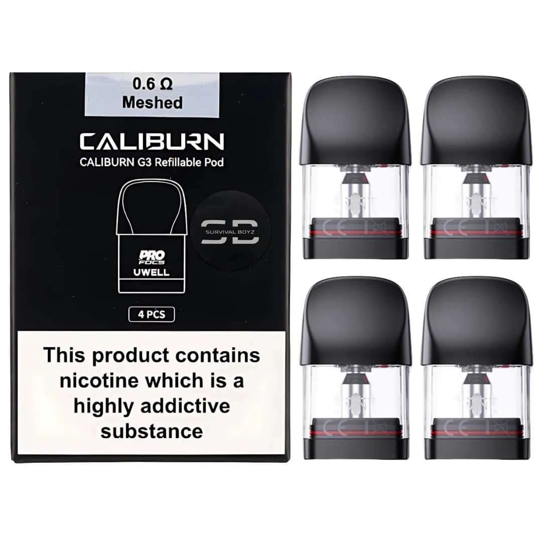 Uwell Caliburn G3 Pods (0.6ohm) - 4 Pack - Compatible with Caliburn G3 & G4 Range - Available in 0.4,0.6,0.9,1.2Ω - No Nicotine