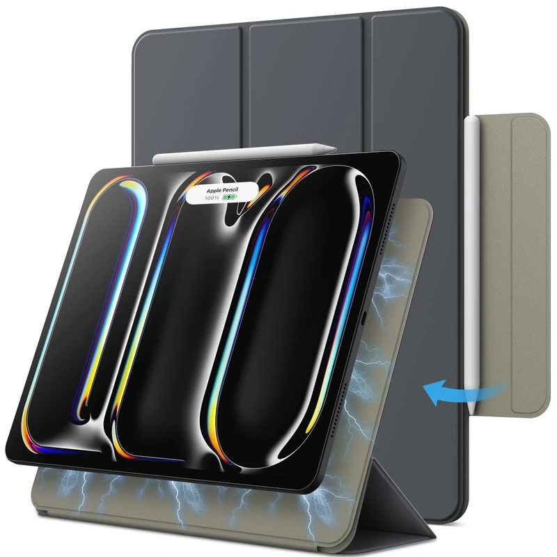 JETech Magnetic Case for iPad Pro 13-Inch M5/M4 (2025/2024), Support Pencil Pro and Pencil (USB-C), Powerful Magnet, Slim Trifold Stand Tablet Cover with Auto Wake/Sleep (Space Gray)