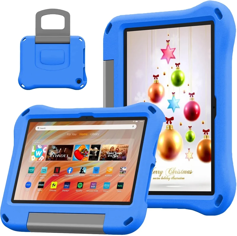 DJ&RPPQ All-New 10 Inch Tablet Case - Lightweight Shockproof EVA Case with Handle Stand for Amazon Fire HD 10 (10th/13th Gen), 2020/2023 Release - Blue