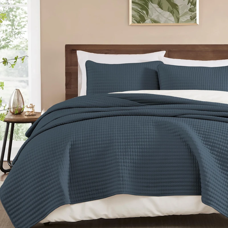 Queen Quilt-Lightweight Navy Blue Bedspreads Queen Size Quilt Bedding Set