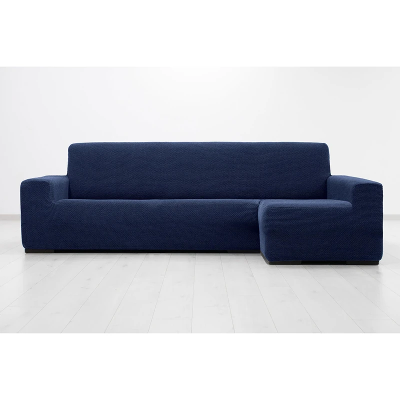 MAXIFUNDAS FUNDAS DE SOFA & CHAISE LONGUE. Super Elastic Chaise Longue Cover Relive Right Arm Long (Facing Facing) Navy Super Stretch Sofa Cover