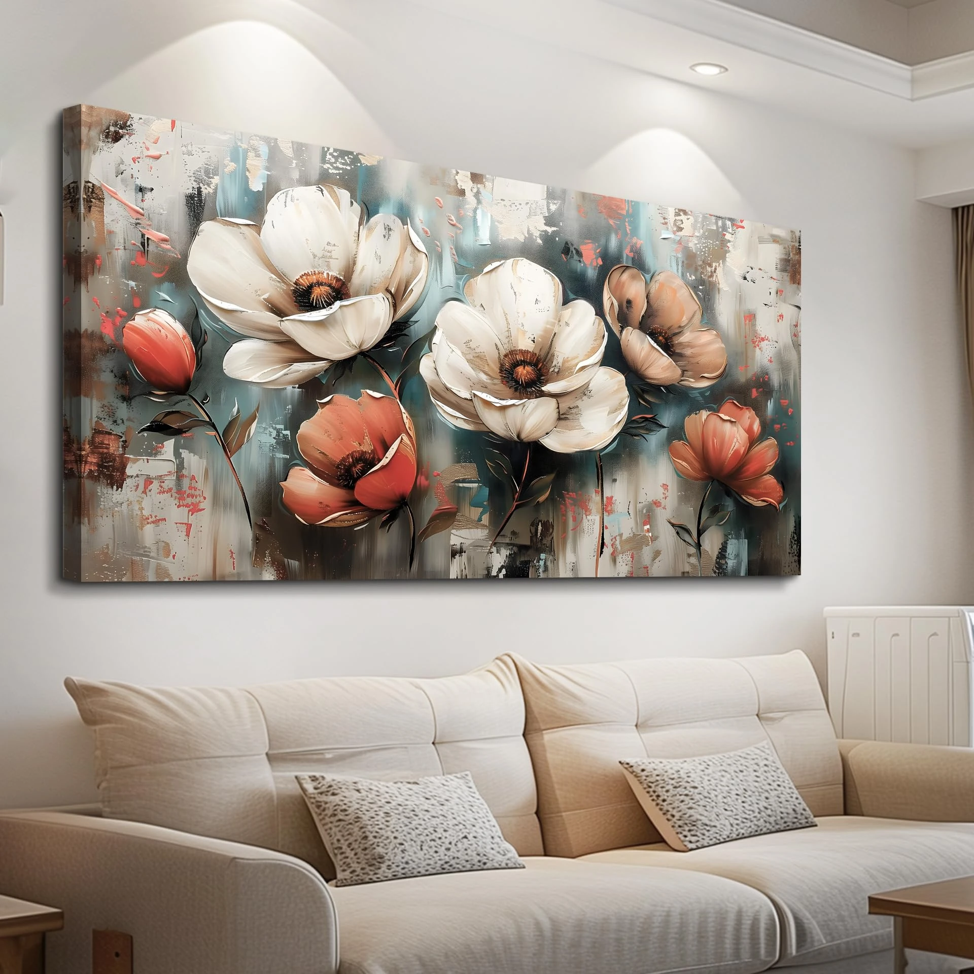 FUHAIHUA Canvas Wall Decor For Living Room Large Wall Art For Office Bedroom Decorations Flowers Landscape Paintings Boho Wall Pictures Artwork Aesthetic Posters Ready To Hang Home Decor 30x60 In