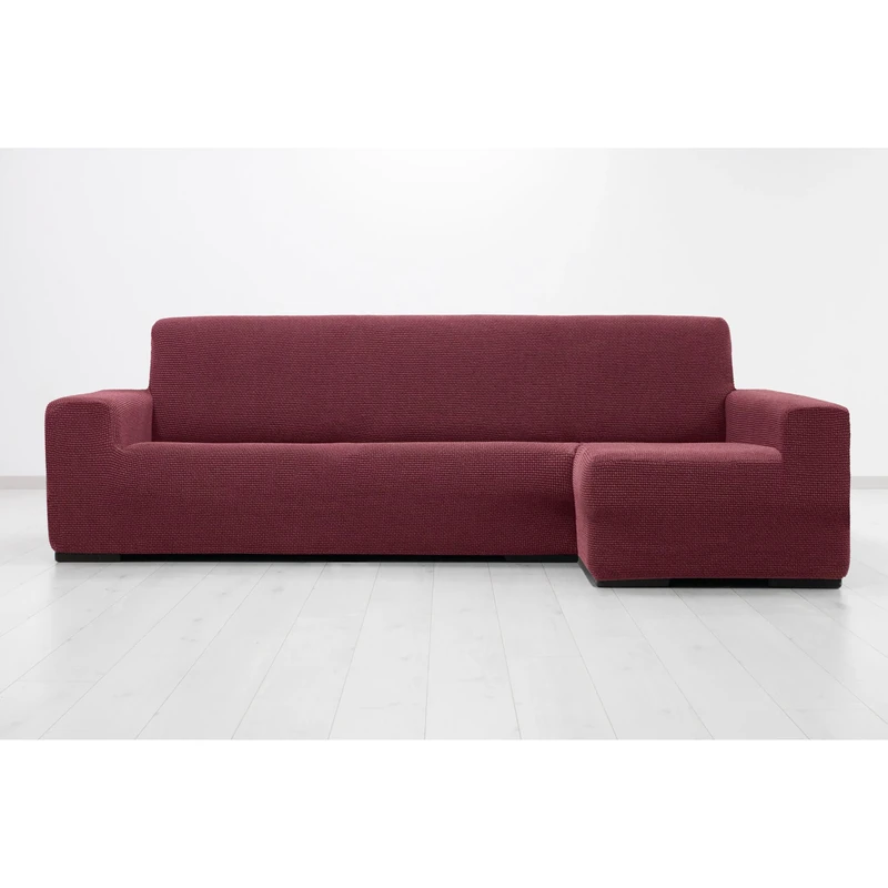 MAXIFUNDAS FUNDAS DE SOFA & CHAISE LONGUE. Super Elastic Chaise Longue Cover Relive Right Arm Long (Facing Facing) Dark Fuchsia Super Stretch Sofa Cover for Chaise Longue