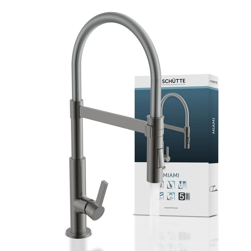 SCHÜTTE Miami 79142 360° Kitchen Tap with Extendable Magnetic Sprayer for Kitchen Sinks Graphite
