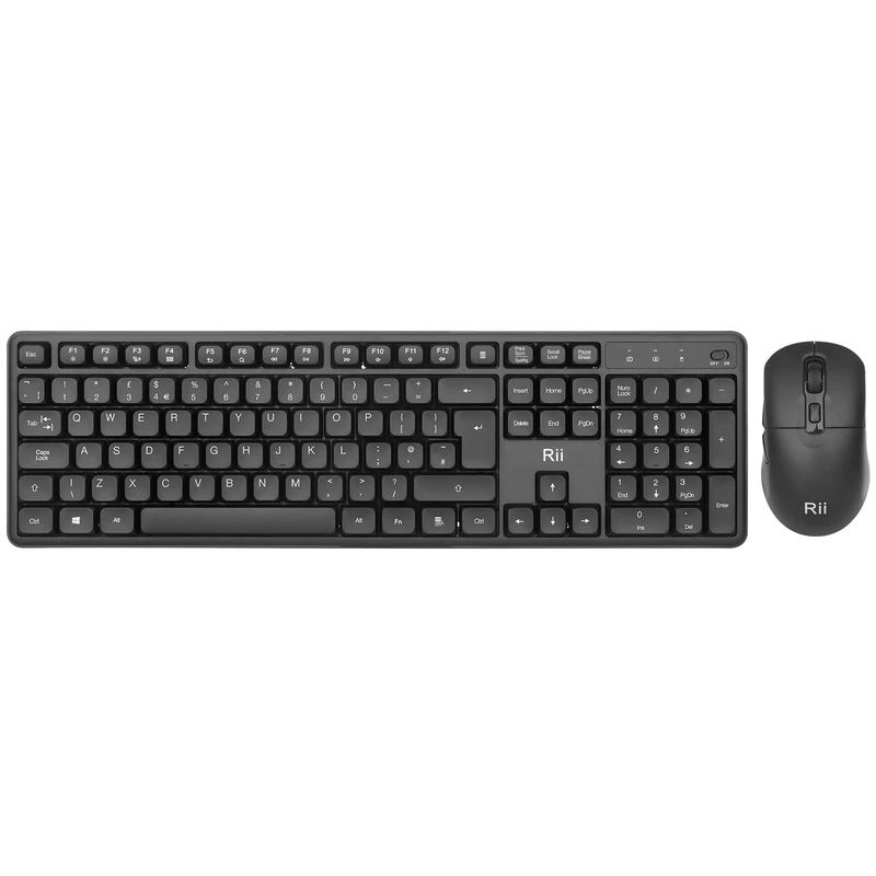 Rii Wireless Keyboard and Mouse Set,2.4G Cordless Keyboard & Mouse Combo Silent Full-Size With Nano USB Receiver for PC,Laptop, Computer,Desktop, Windows, UK Layout