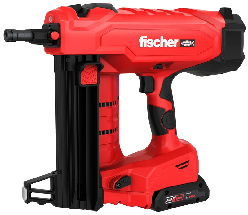 Fischer FXC 85 Cordless Concrete Nailer Set, Gas-Free Setting Device, AMPShare Alliance, with Depth Adjustment, for 500 Nails per Charge, Includes 2 x Bosch ProCore 18V Batteries and Charger in