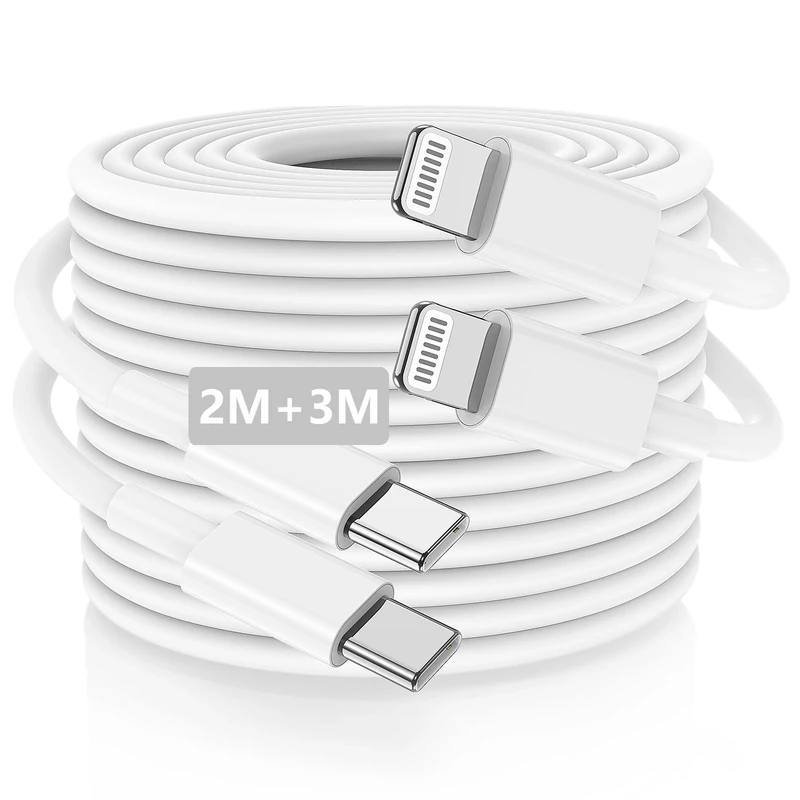 iPhone Charger Cable Fast Charge, [2Pack/2M + 3M] Long USB C to Lightning Charging Lead, Type C 2/3 Metres Super Fast Charge Cord for Apple iPhone 14 Pro Max/13 Pro/12 Mini/11/XS/XR/8 Plus/7/6