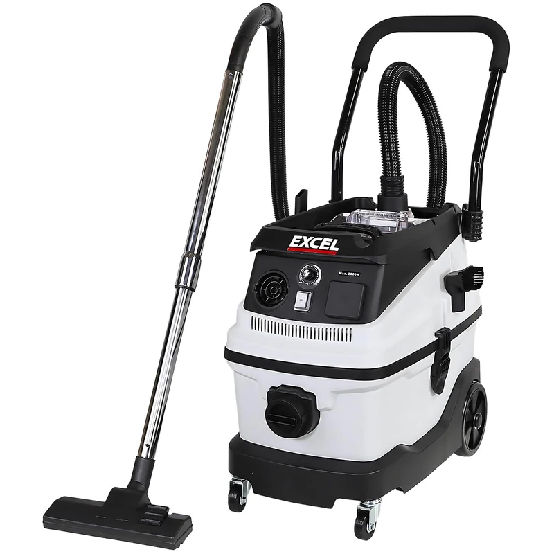Excel 30L Wet & Dry Vacuum Cleaner – 1600W Motor, HEPA Filter, Water Filtration, 240V Tool Socket – Handles Dust, Water, Sawdust & Debris – Ideal for Home & Workshop with Easy Mobility, Large Capacity
