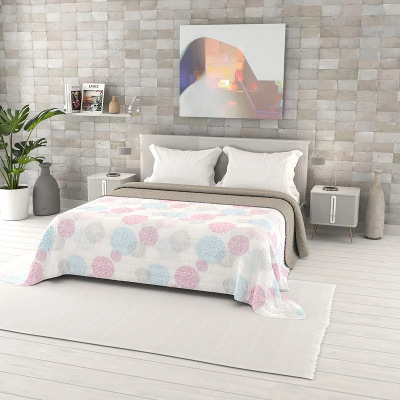 Italian Bed Linen printed summer quilt FANTASY, polyester filling, Molecole, 260x270cm