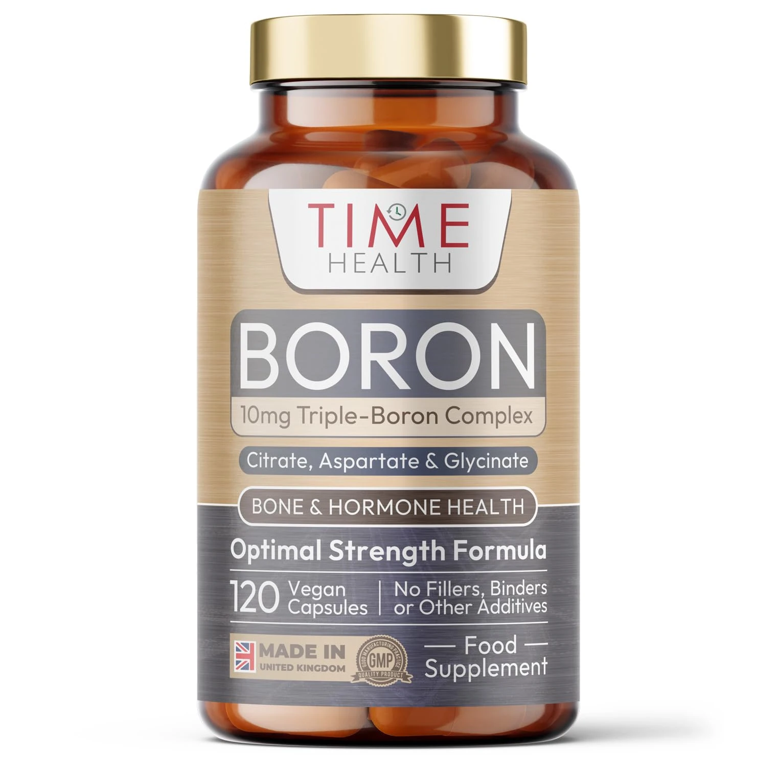 Boron - 10mg Optimal Strength - Cognitive, Osteo & Hormone Health - Capsules - UK Made Supplement - GMP - Vegan