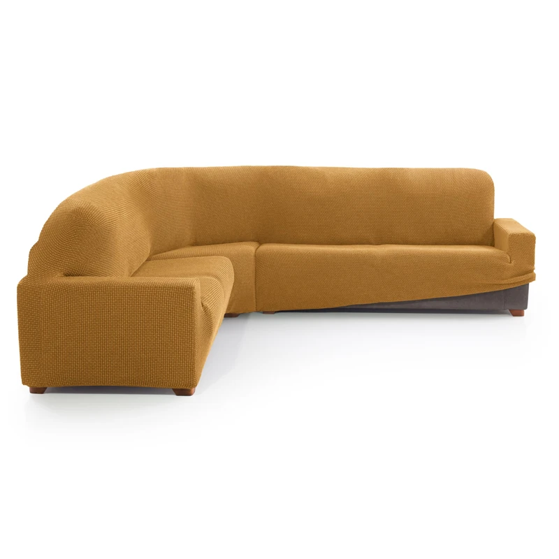 MAXIFUNDAS FUNDAS DE SOFA & CHAISE LONGUE. Corner Sofa Cover Relive Yellow Super Elastic Protective Cover for Corner Sofa