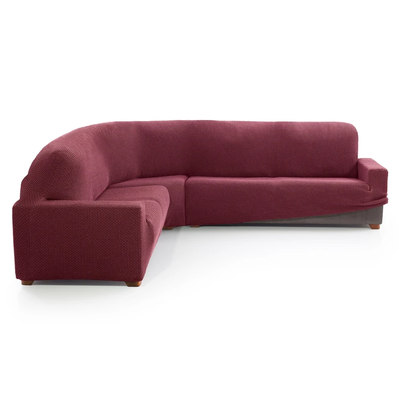 MAXIFUNDAS FUNDAS DE SOFA & CHAISE LONGUE. Corner Sofa Cover Relive Dark Fuchsia Super Elastic Protective Cover for Corner Sofa