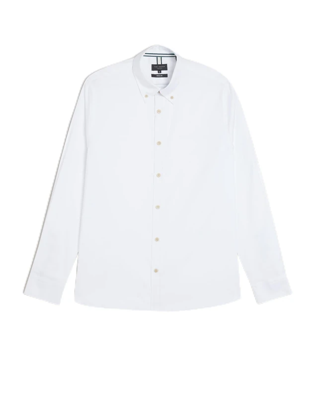 Ted Baker Mens Allarde Ls Regular Branded Oxford Shirt, White, XXL UK