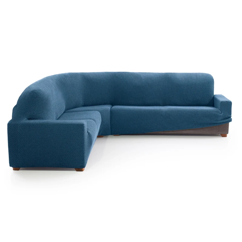 MAXIFUNDAS FUNDAS DE SOFA & CHAISE LONGUE. Corner Sofa Cover Relive Light Blue Super Elastic Protective Cover for Corner Sofa