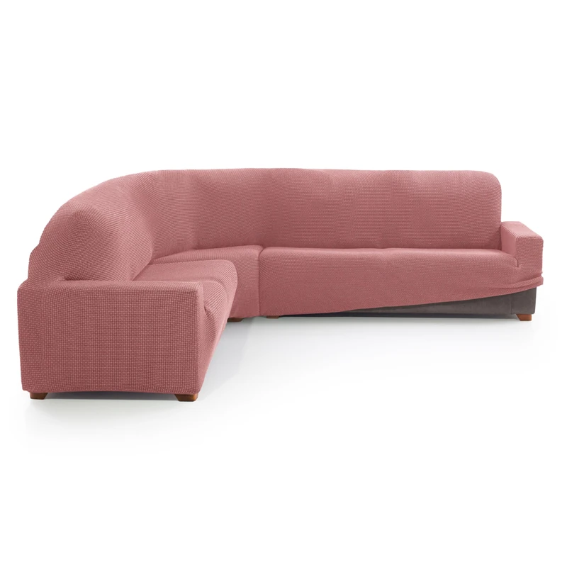 MAXIFUNDAS FUNDAS DE SOFA & CHAISE LONGUE. Corner Sofa Cover Relive Pastel Pink Super Elastic Protective Cover for Corner Sofa - Image 1