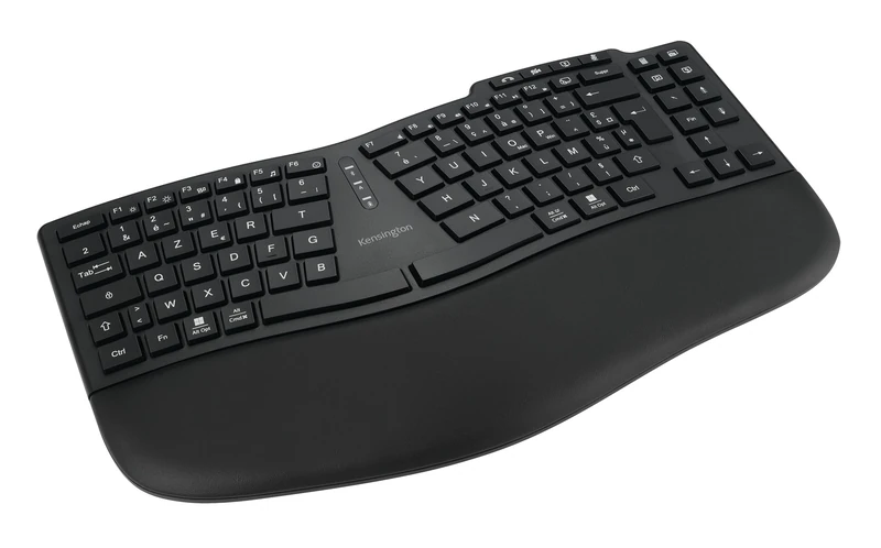 Kensington Pro Fit Ergo KB675 EQ Wireless Keyboard Rechargeable Bluetooth Keyboard 2.4GHz AZERTY Compatible with Windows & MacOS Contains 43% Recycled Materials After Consumption
