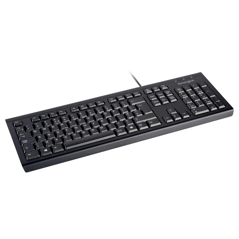 Kensington KB100 EQ Wired Keyboard, QWERTY, Compatible with Windows and MacOs, Slim Spill-Proof Design, Outer Case and Keycaps are Composed of 64% Post-Consumer Recycled Content* (K63727UK)