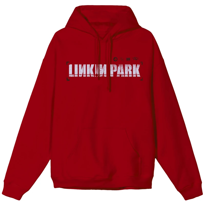 Linkin Park Unisex-Adult Official Merch Hybrid Theory Hoodie Hooded Sweatshirt, Cardinal Red, Large
