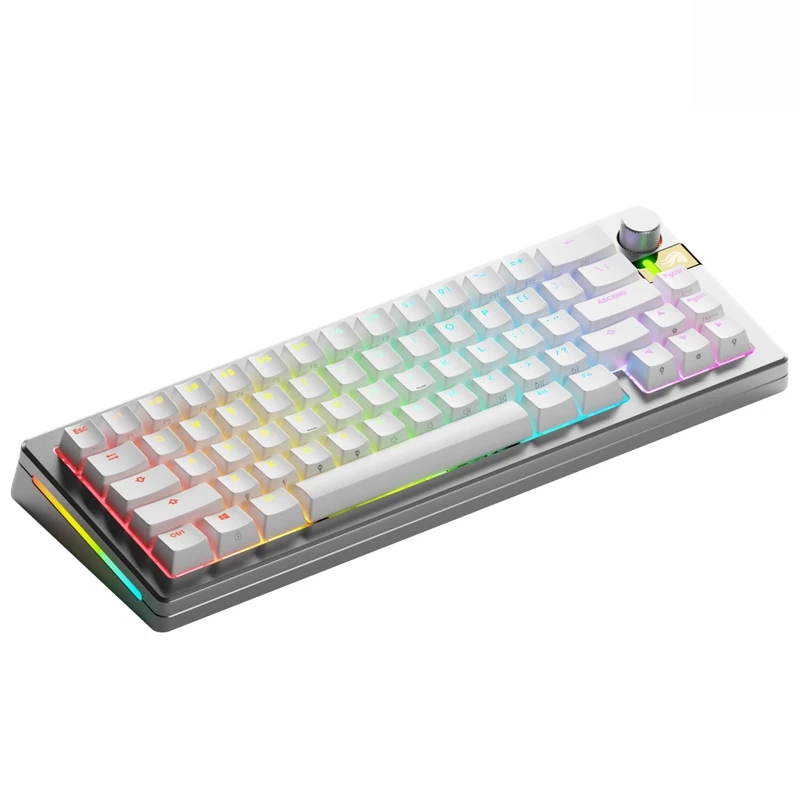 Glorious Gaming GMMK 3 Pro HE: Wireless Gaming Keyboard, Hall Effect, Aluminum Case, 8K Polling Rate, Switches with Hot Swap MX and HE, Adjustable Action, Compact 65%, QWERTY US - Silver