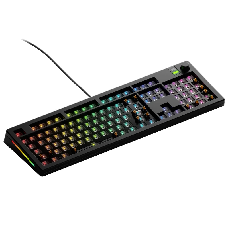 Glorious Gaming - GMMK 3 Barebones Custom Gaming Keyboard Kit with Knob, 100% Mechanical Keyboard Full Size, Modular Gasket System, Hotswappable MX, Sound Dampening Foam, Aluminum Switch Plate (Black)