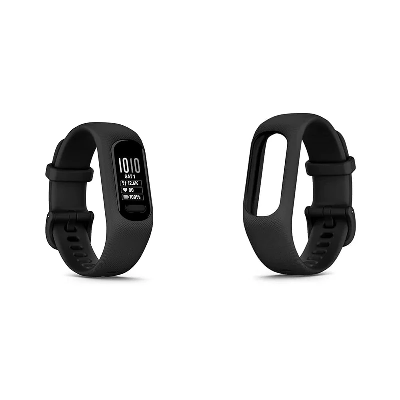 Garmin vivosmart 5, Large Replacement Band, Black vivosmart 5 Smart Health and Fitness Activity Tracker with Touchscreen, Black, Large