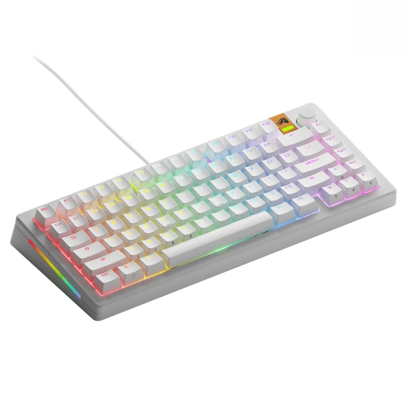Glorious Gaming - GMMK 3 Rapid Trigger Keyboard, Hall Effect, 8K Polling Rate, MX Mechanical & Magnetic Switches, Hotswappable 75% Keyboard, Modular Gasket System, Doubleshot PBT keycaps (White)